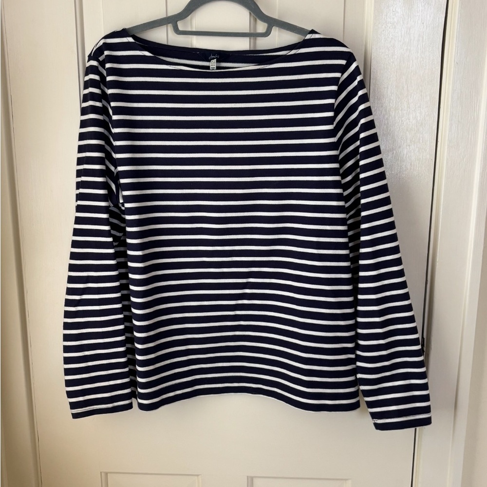 Joules navy and white striped mariner shirt